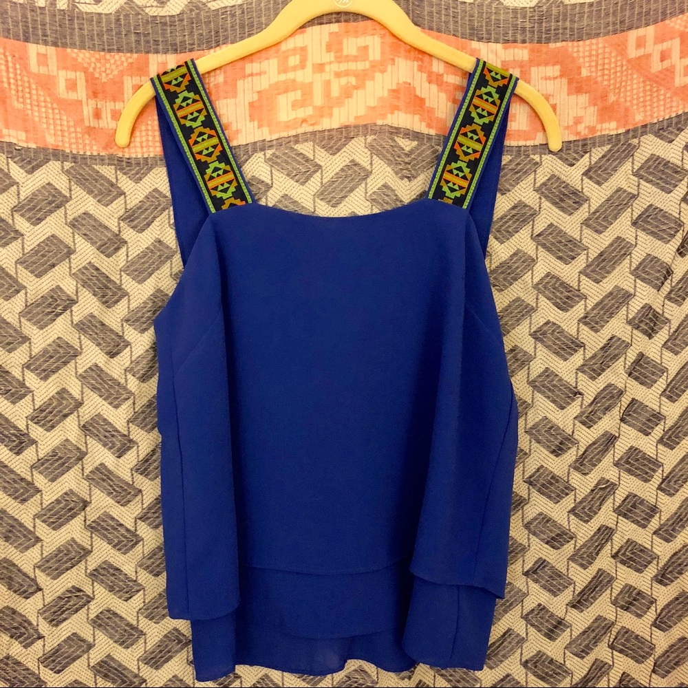 Royal Blue Geometric Print Tank Top
